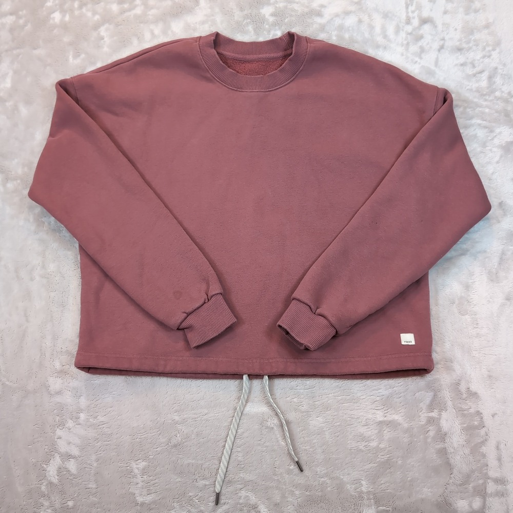 Vuori Restore Cropped Crew Sweatshirt Womens Medium‎ Red Pullover Drawstring Hem